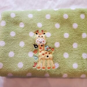 Garanimals Giraffe Baby Blanket Green White Polka Dots Blue Bird Security Lovey